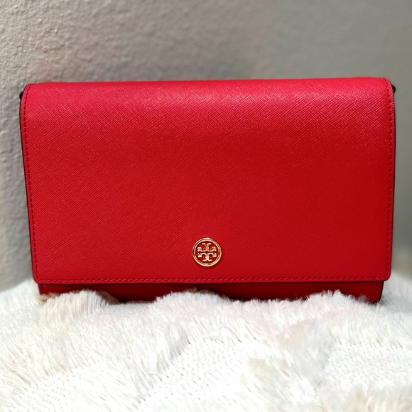 Tory Burch Robinson Chain Wallet / Mini Bag in Bright Red - New with Tags! - Picture 3 of 15
